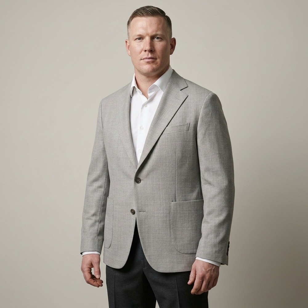 Moss Mens Light‎ Gray Wool Blend Textured Two Button Blazer Sport Coat XL $670